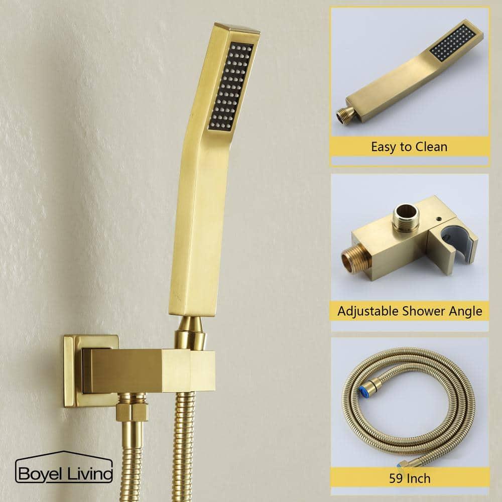 CASAINC 10'' Wall Mounted Shower System with Handheld Sprayer, Brushed Gold