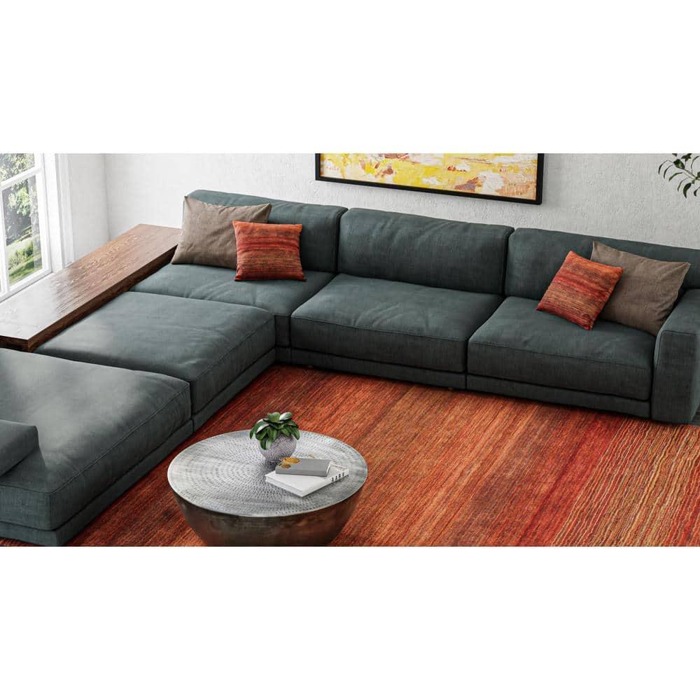 Darya Home Waldo Collection Contemporary Solid Area Rug Rust
