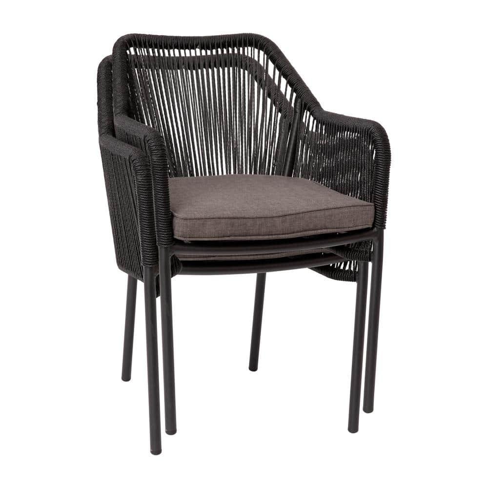 Black Aluminum Outdoor Dining Chair (Set of 2)