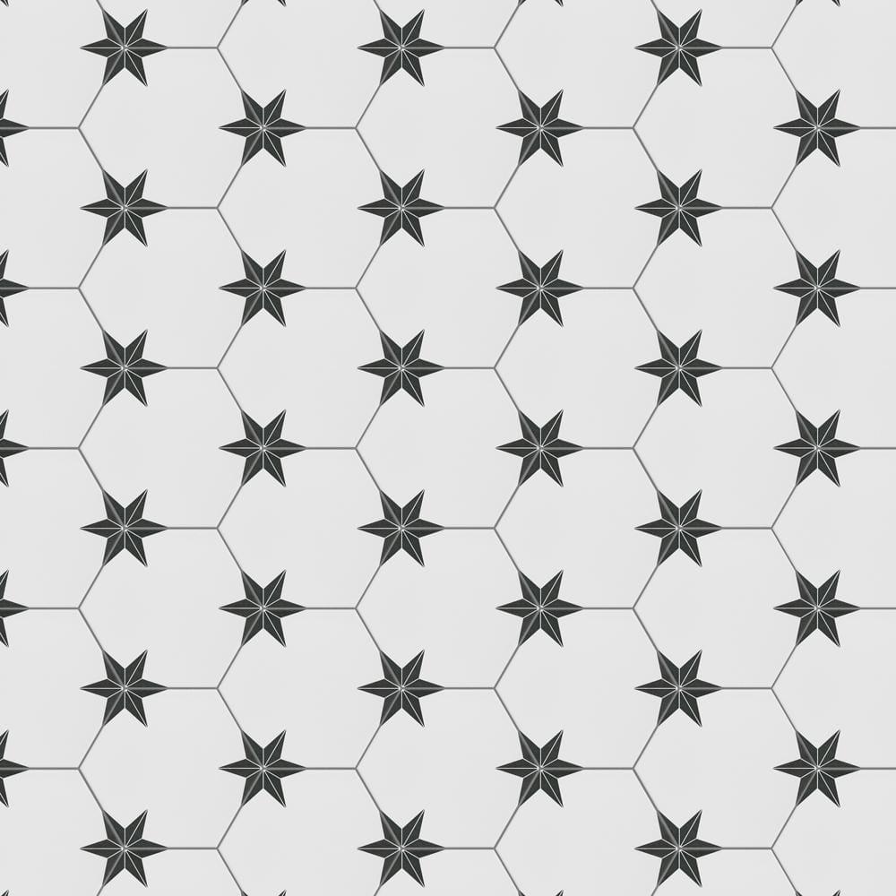 Stella Hex 9" x 10" Porcelain Patterned Wall & Floor Tile