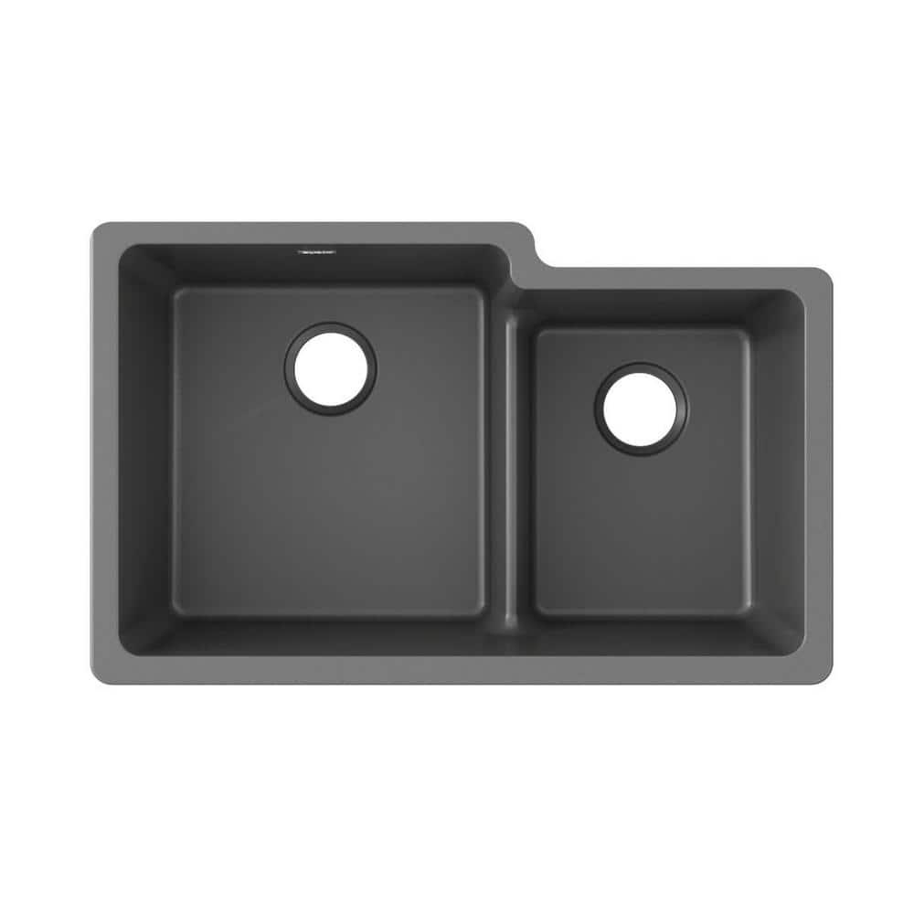 Quartz Classic 33" x 20-1/2" x 9-1/2" Double Basin Undermount Kitchen Sink