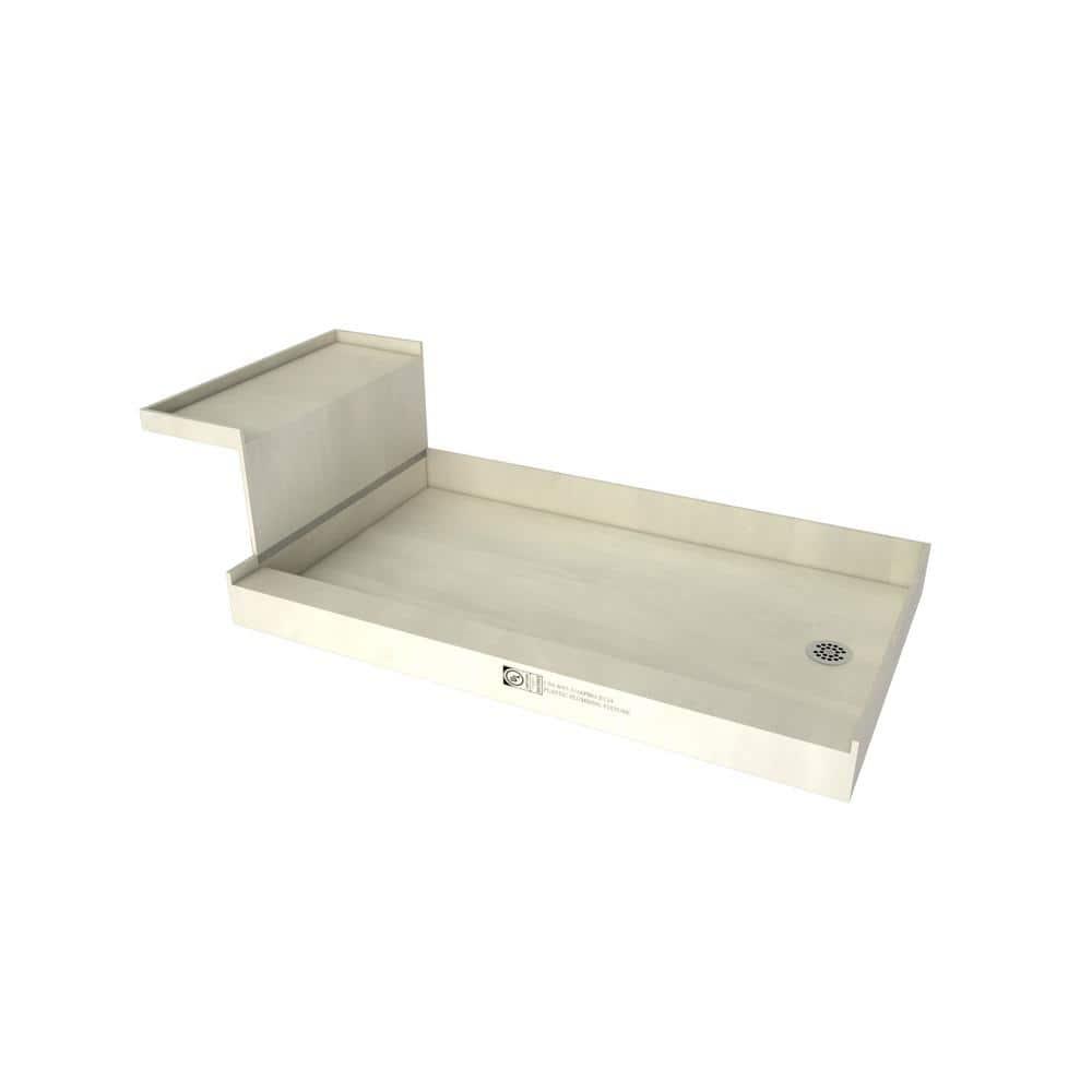 Tile Redi Base'N Bench Single Threshold Shower Base with Bench and Drain Plate