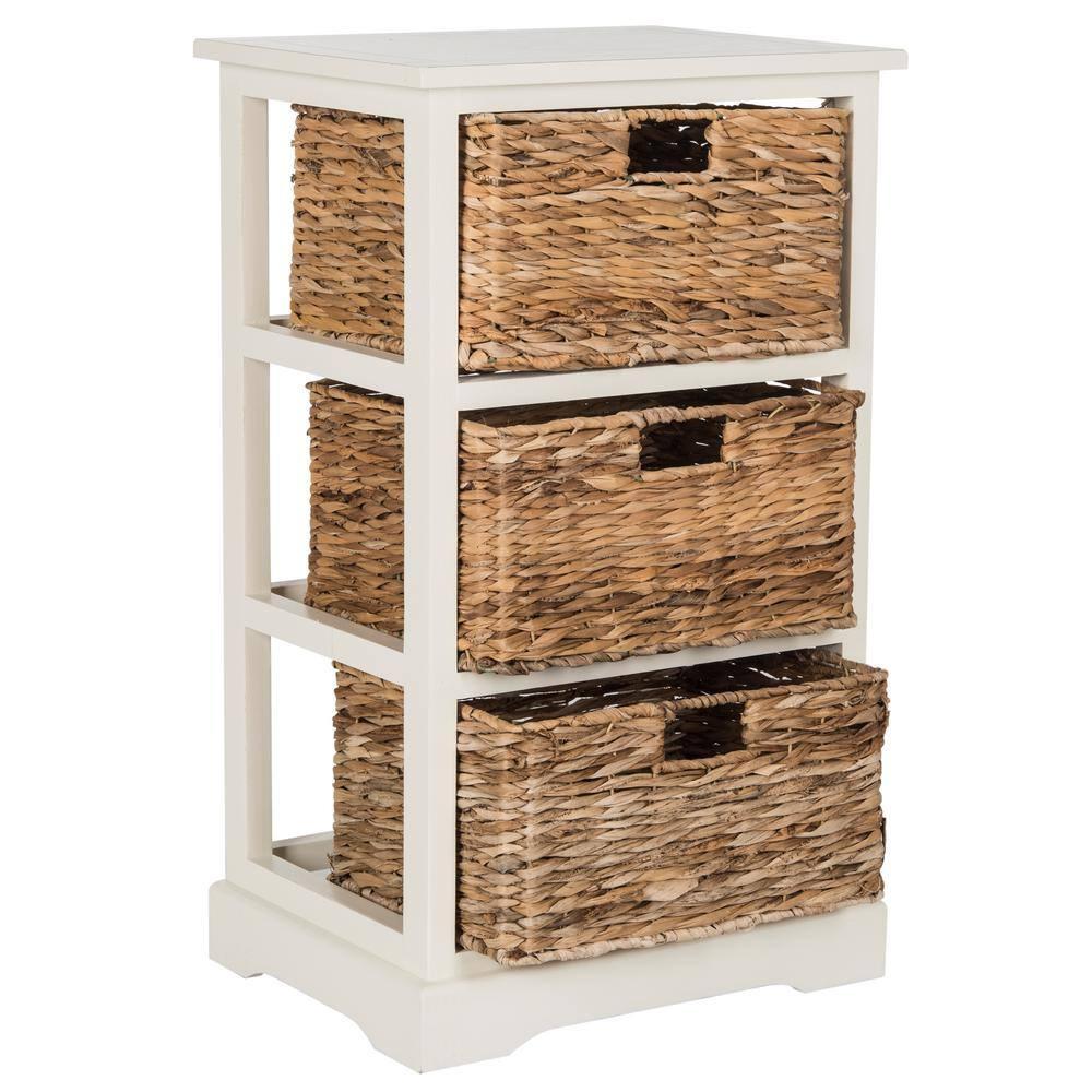 Halle Storage Side Table - AMH5738 - Vintage White - Safavieh Couture