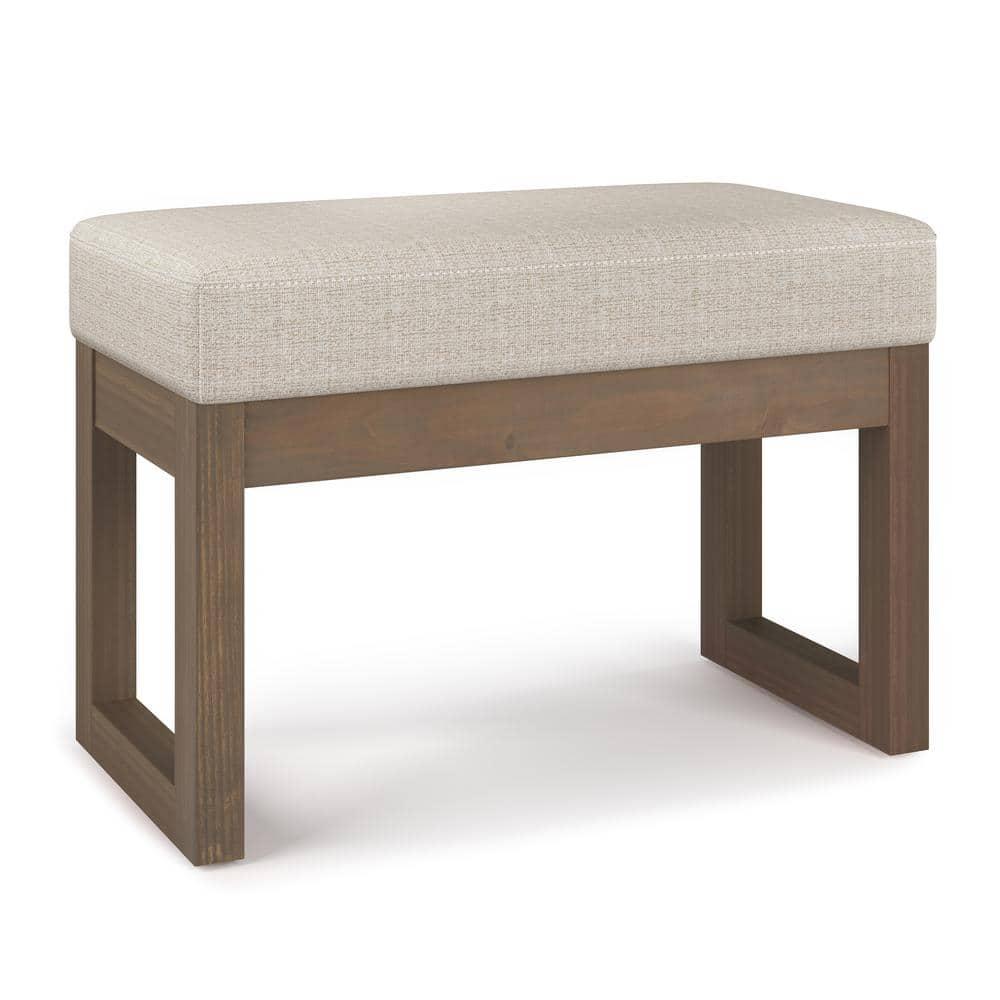 Simpli Home Milltown 26 in Wide Rectangle Footstool Small Ottoman Bench