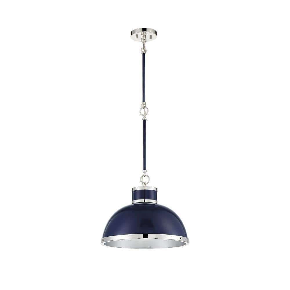 Savoy House Corning 1 - Light Pendant in  Navy/Polished Nickel