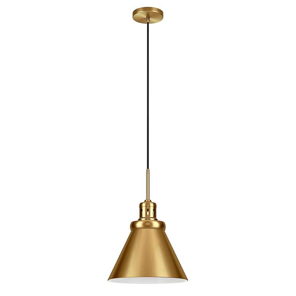 Evelyn&Zoe 17" Brushed Brass Cone Pendant