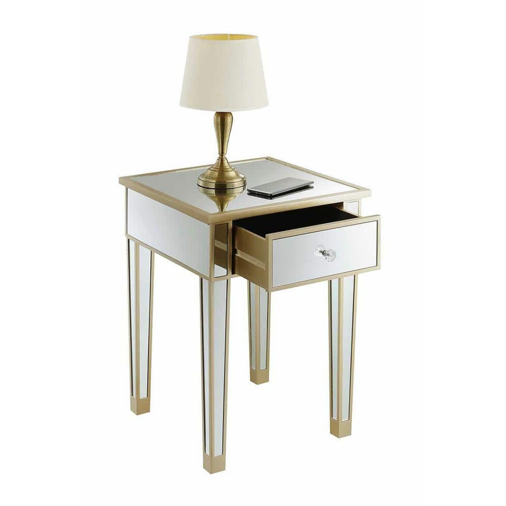 Convenience Concepts Gold Coast Mirrored End Table with Drawer, Multiple Colors