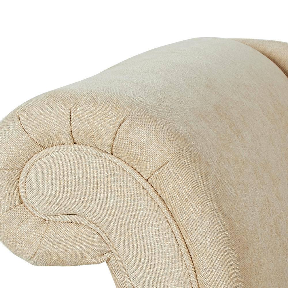 Harrison Tufted Roll Arm Chaise Lounge Beige