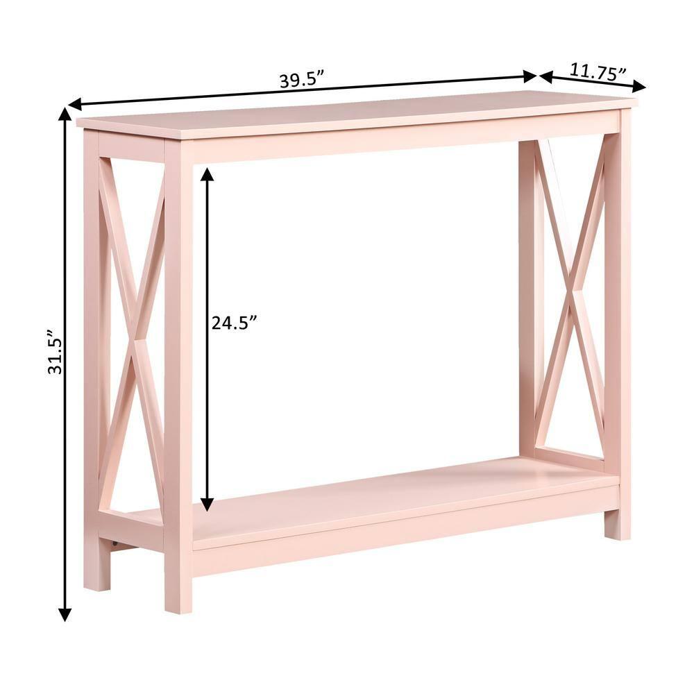Convenience Concepts Oxford Console Table with Shelf, Blush Pink