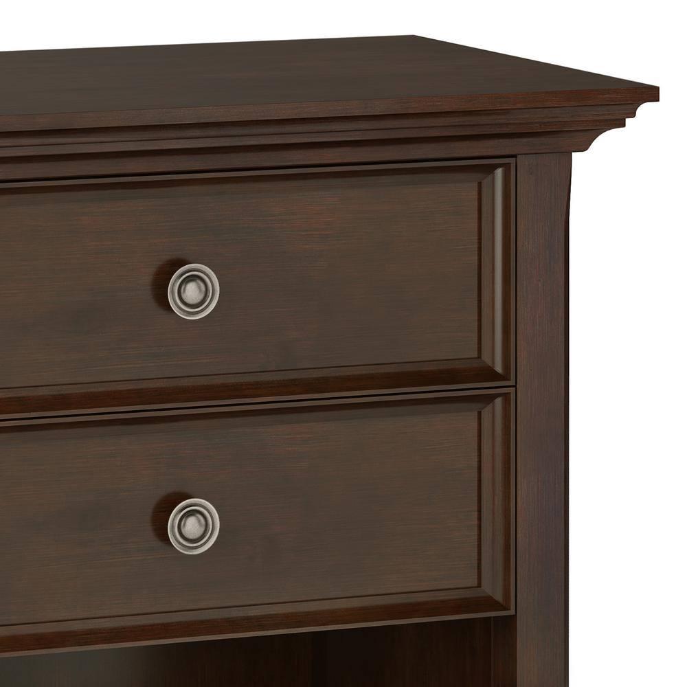 Simpli Home Amherst Solid Wood Bedside Table In Russet Brown