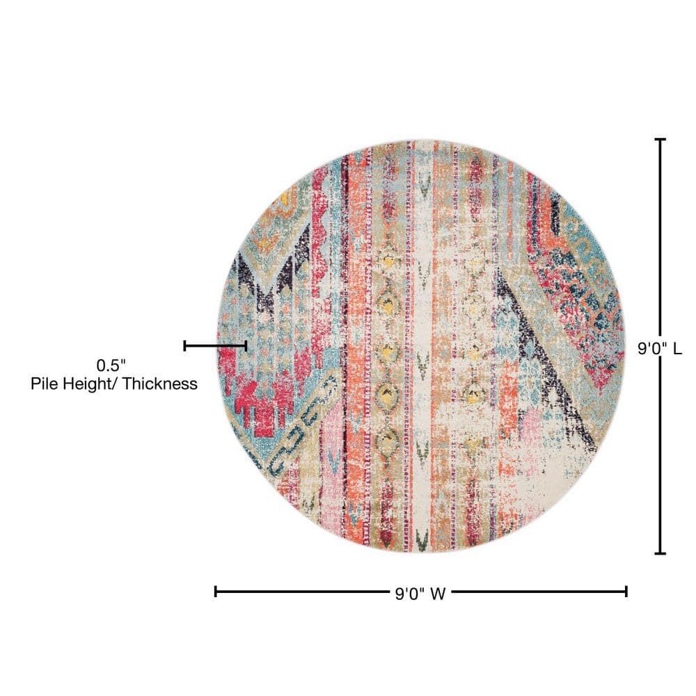 Monaco MNC222 Power Loomed Indoor Area Rug - Multi - 9' Round - Safavieh
