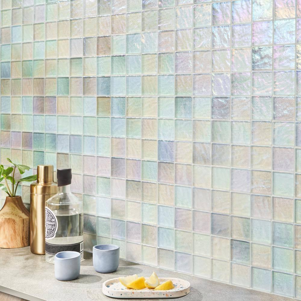 Speckle 11.73" x 11.73" Iridescent 2" Squares Glass Mosaic Wall Tile (0.95 Sq. Ft. / Sheet)