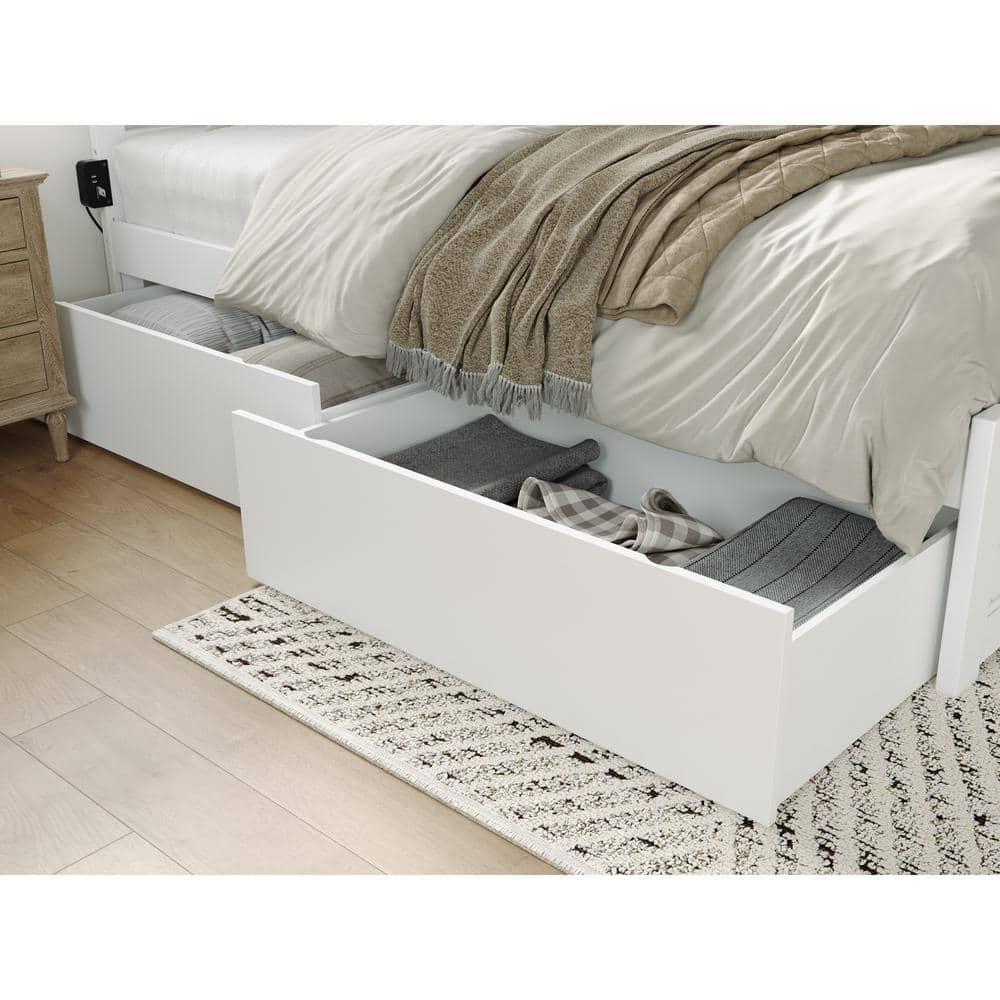 AFI Canyon White Solid Wood Platform Bed with Matching Footboard & Storage Drawers, King