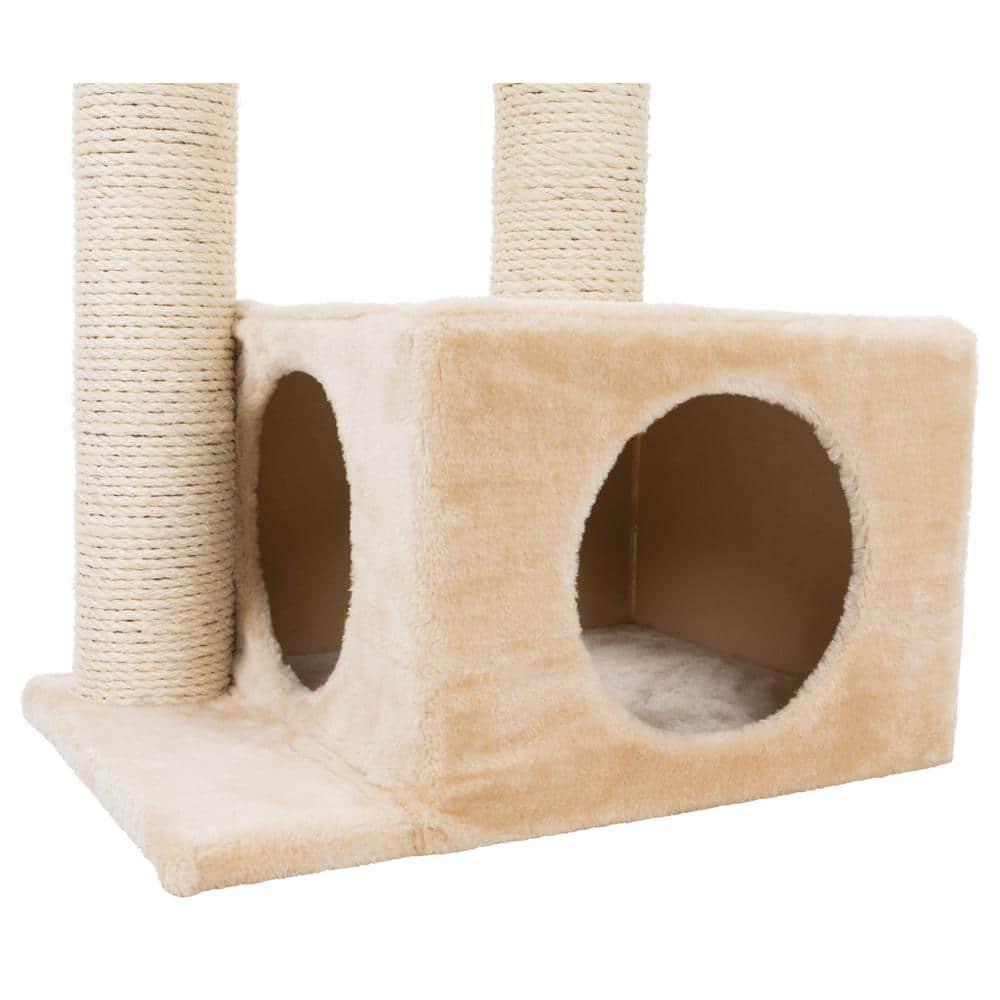 TRIXIE Valencia Plush & Sisal 3-Level 28" Cat Tree with Scratching Posts & Condo, Beige