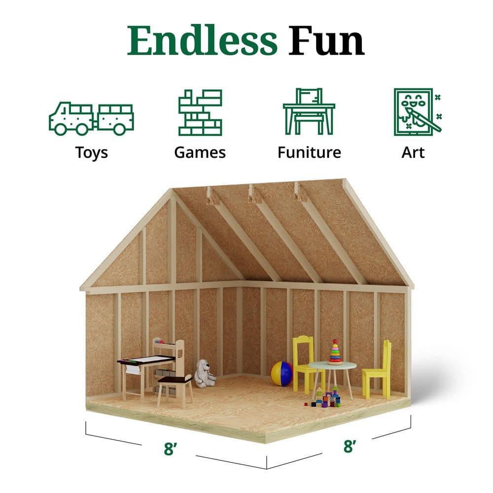 Little Cottage Co. 8x8 Victorian Playhouse with Floor, Outdoor Wood Do-It-Yourself Kit