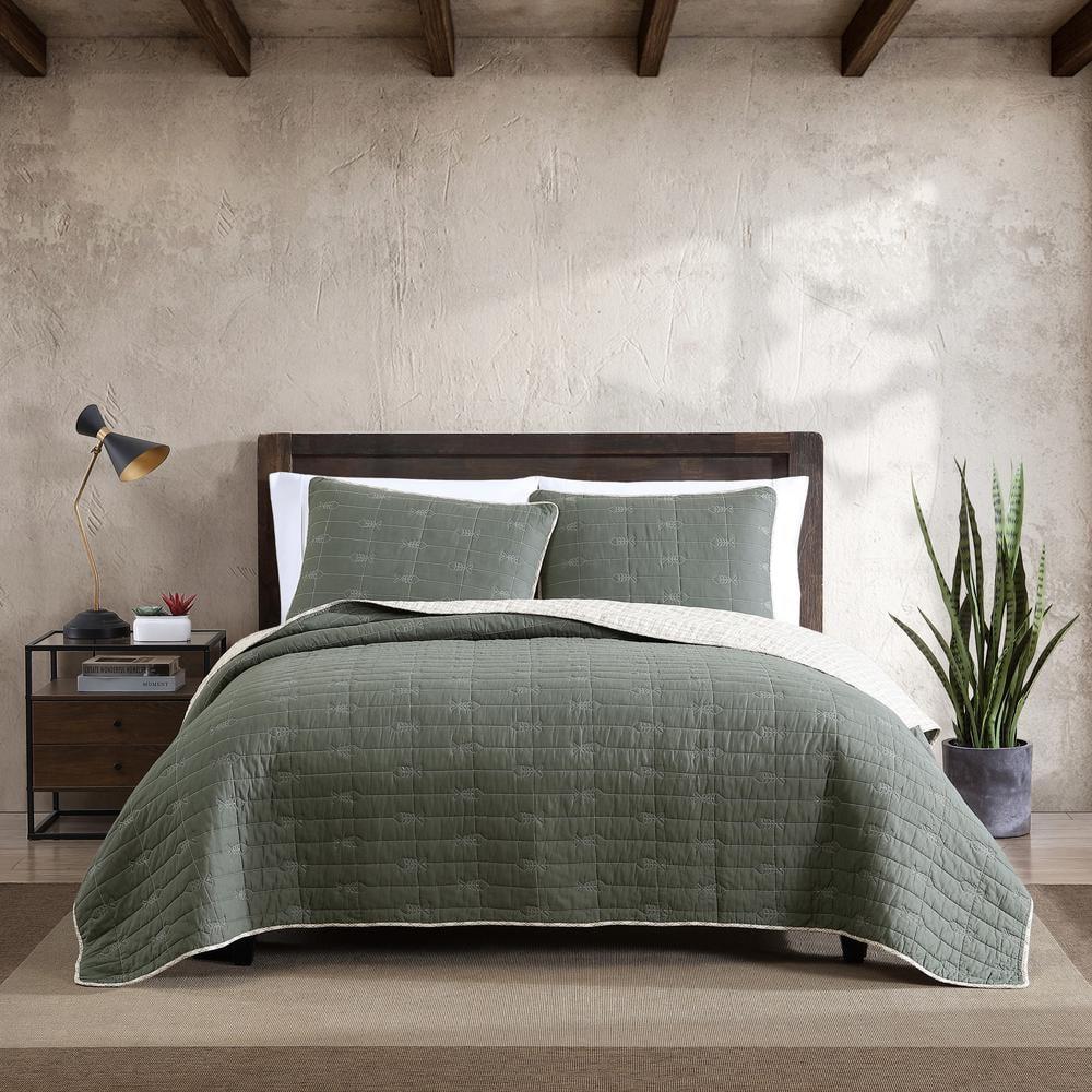 Eddie Bauer Lakehouse Eddie Bauer Green Cotton Reversible Quilt Set