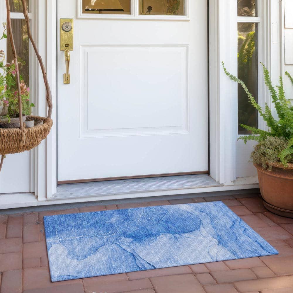 Chantille ACN507 Blue 1 ft. 8 in. x 2 ft. 6 in. Machine Washable Indoor/Outdoor Geometric Area Rug