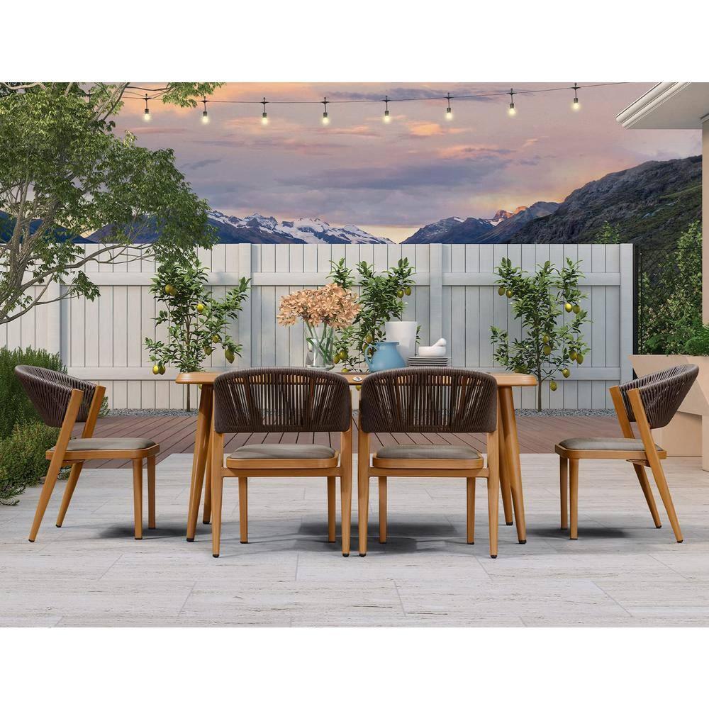 Outdoor Patio Dining Chairs with Cushions All Aluminum Frame for Lawn Garden Backyard Deck Patio in Gray(Set of 2)
