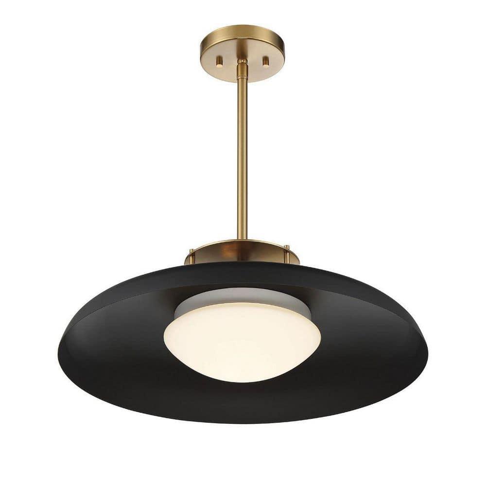Savoy House Gavin 1 - Light Pendant in  Matte Black/Warm Brass