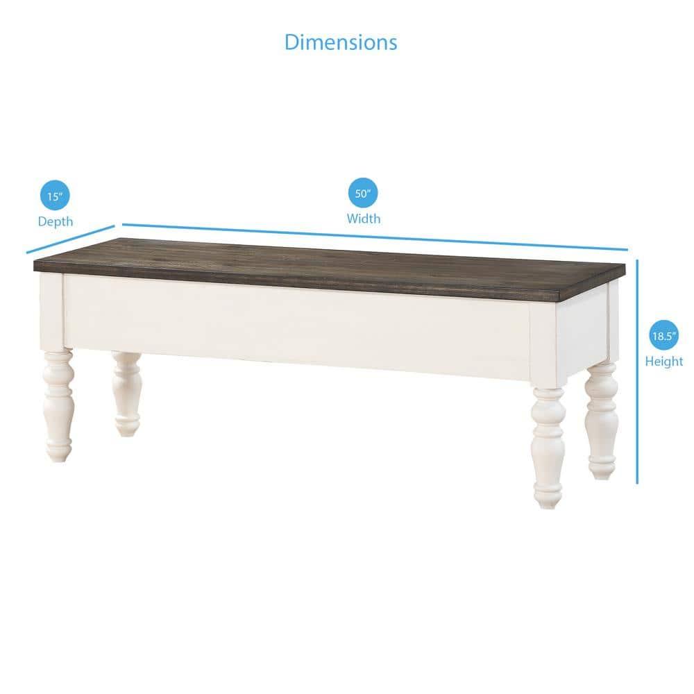 Steve Silver Co. Joanna Two-Tone Storage Bench Ivory/Mocha: Lift-Top Entryway Furniture, Mango Wood Frame