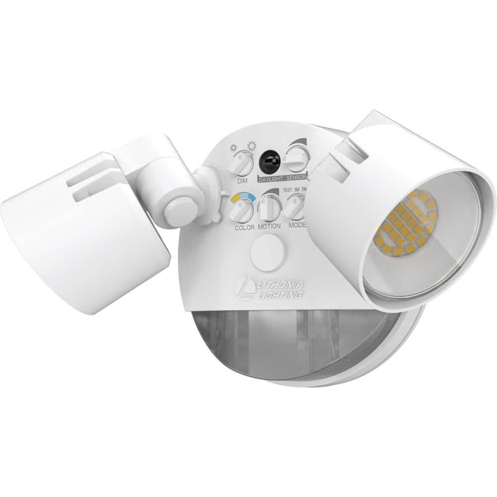 Lithonia Lighting 2 - Head Hardwired Dusk to Dawn Outdoor Security Flood Light with Motion Sensor