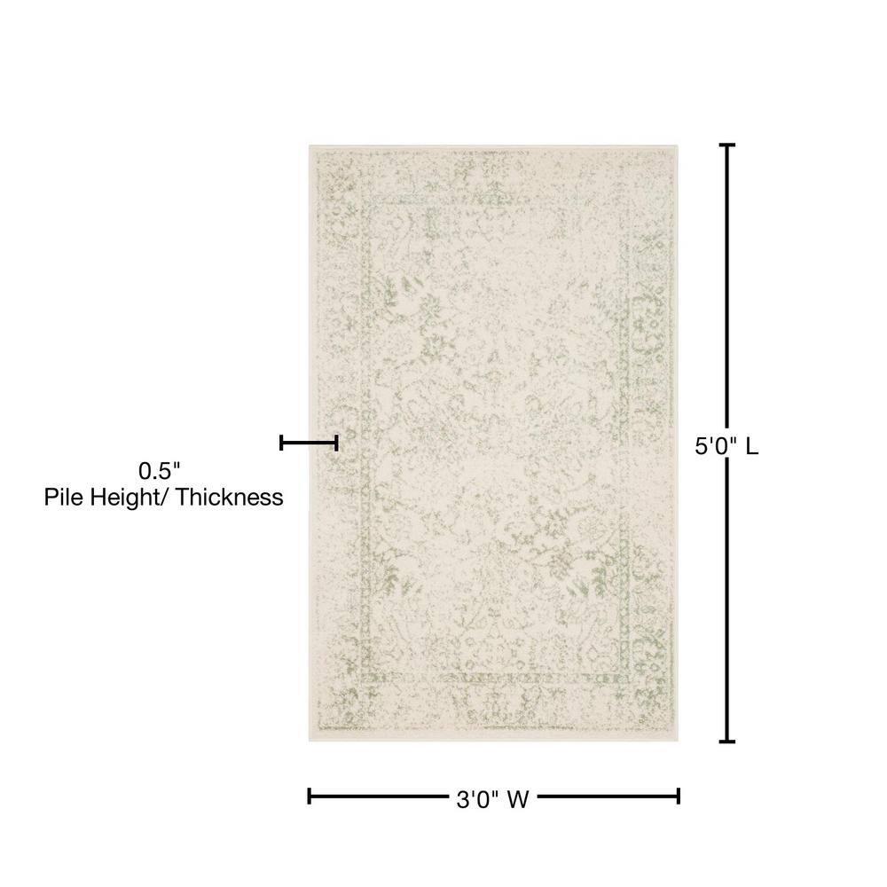 SAFAVIEH Adirondack Wyatt Distressed Area Rug, Ivory/Sage, 3' x 5'
