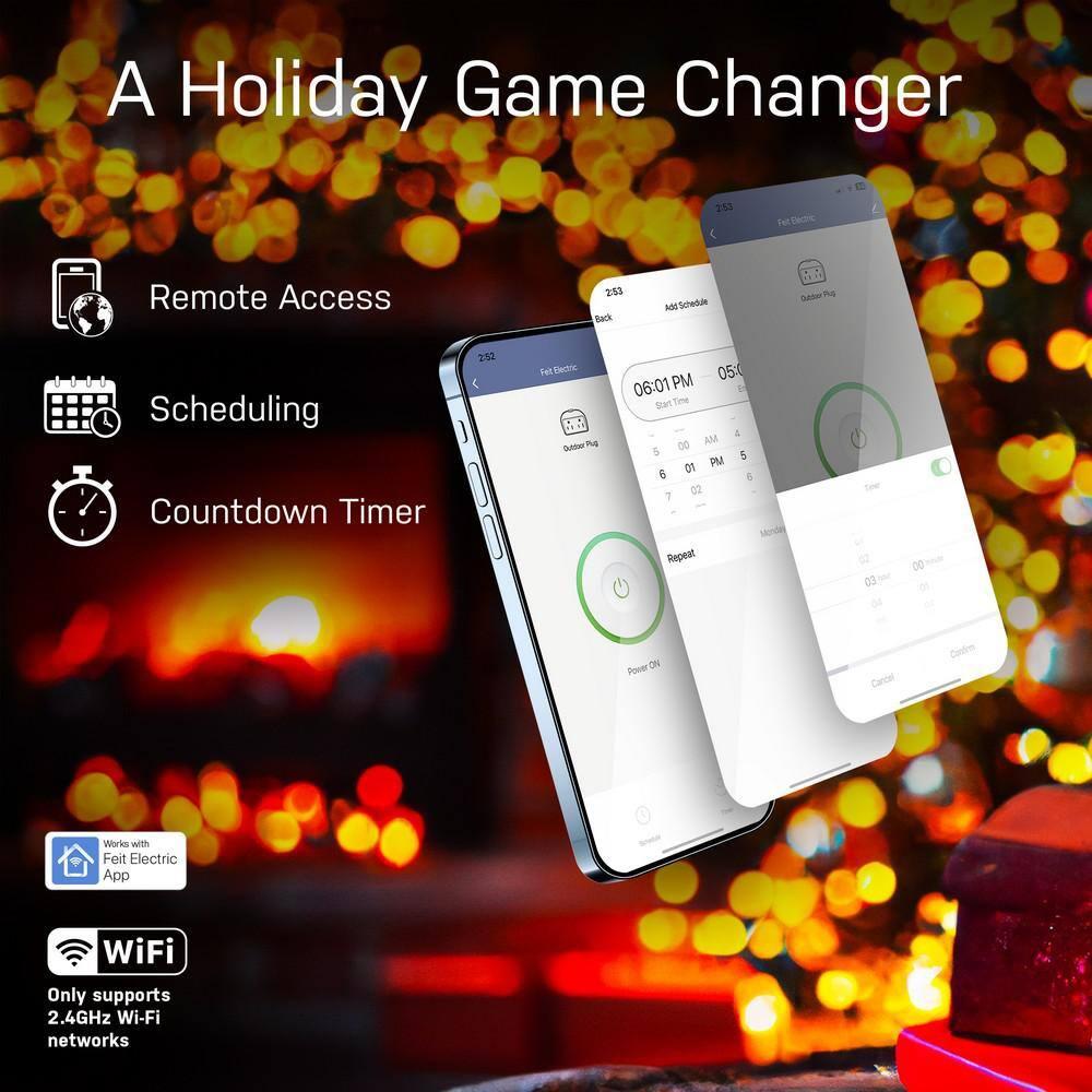 15-Amp Indoor Alexa / Google Assistant Compatible Wi-Fi Smart Home Plug with Night Light, No Hub Required (3-Pack)