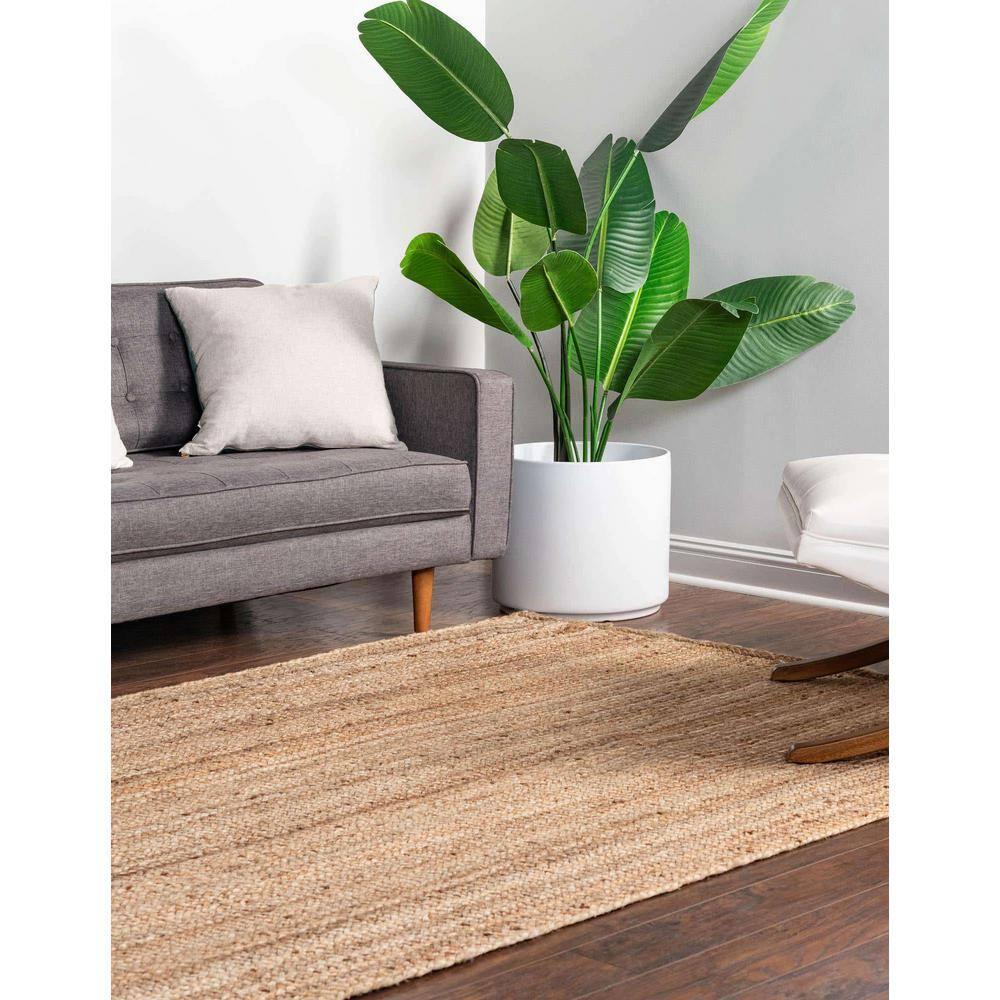 Unique Loom Braided Jute Collection Area Rug - Dhaka (5' 1" x 8' Rectangle Natural)