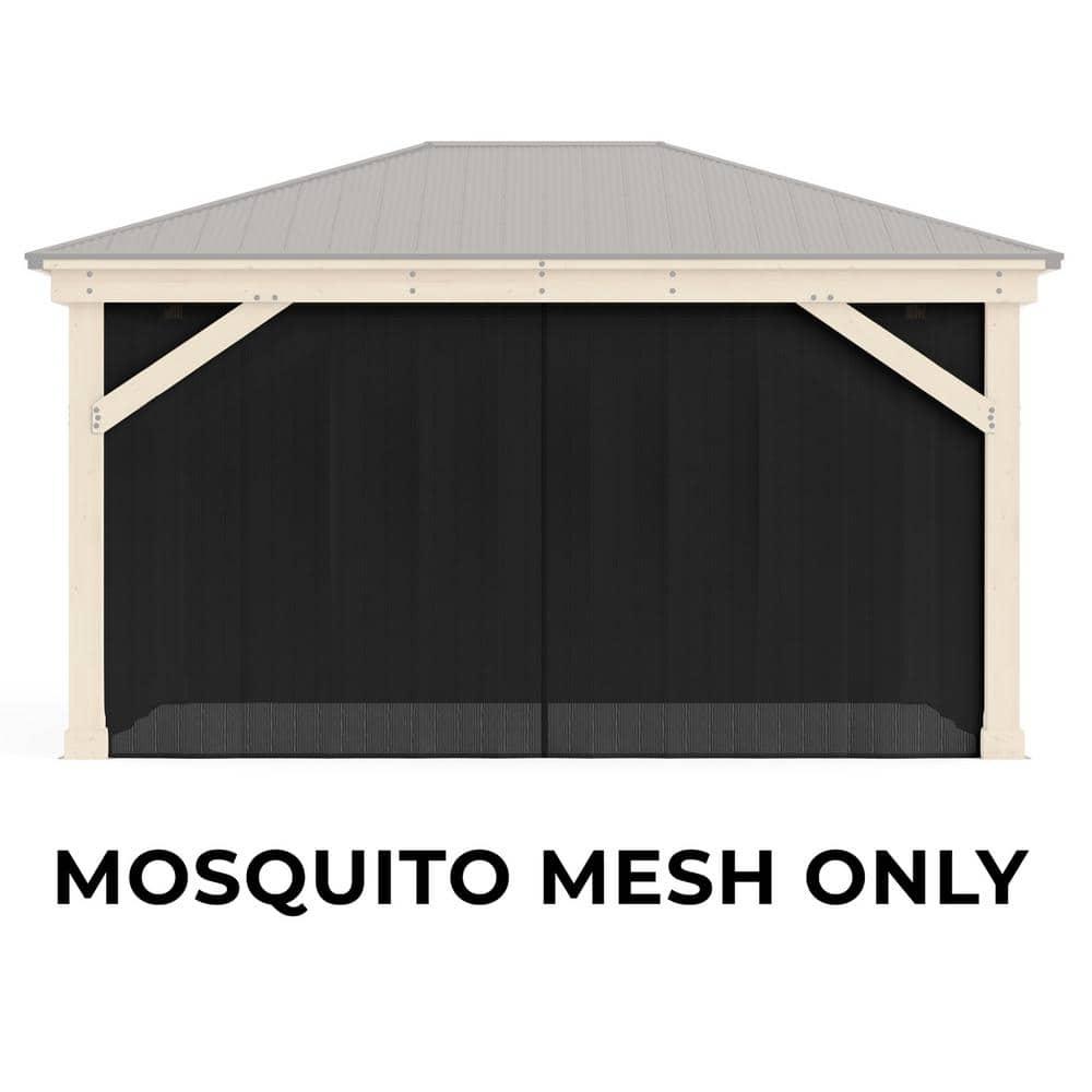 Yardistry 12' x 16' Meridian Gazebo Mosquito Mesh Kit  Premium Phifer UV-Resistant Mesh with Easy Glide Tracks and Full-Length Zippered Panels
