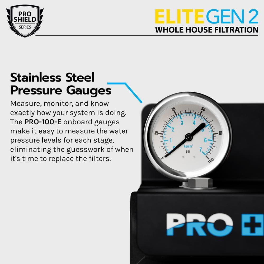 Elite Whole House Water Filter 3-Stage Well Water Filtration System with Gauges, PR Button 1 in. Ports Filter Set