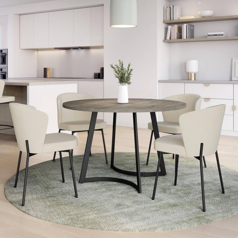 Amisco Camilla Dining Chair - Cream Bouclé Polyester / Black Metal
