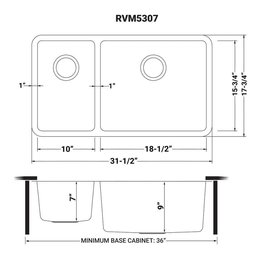 Ruvati 32-inch Undermount Kitchen Sink 16 Gauge Stainless Steel