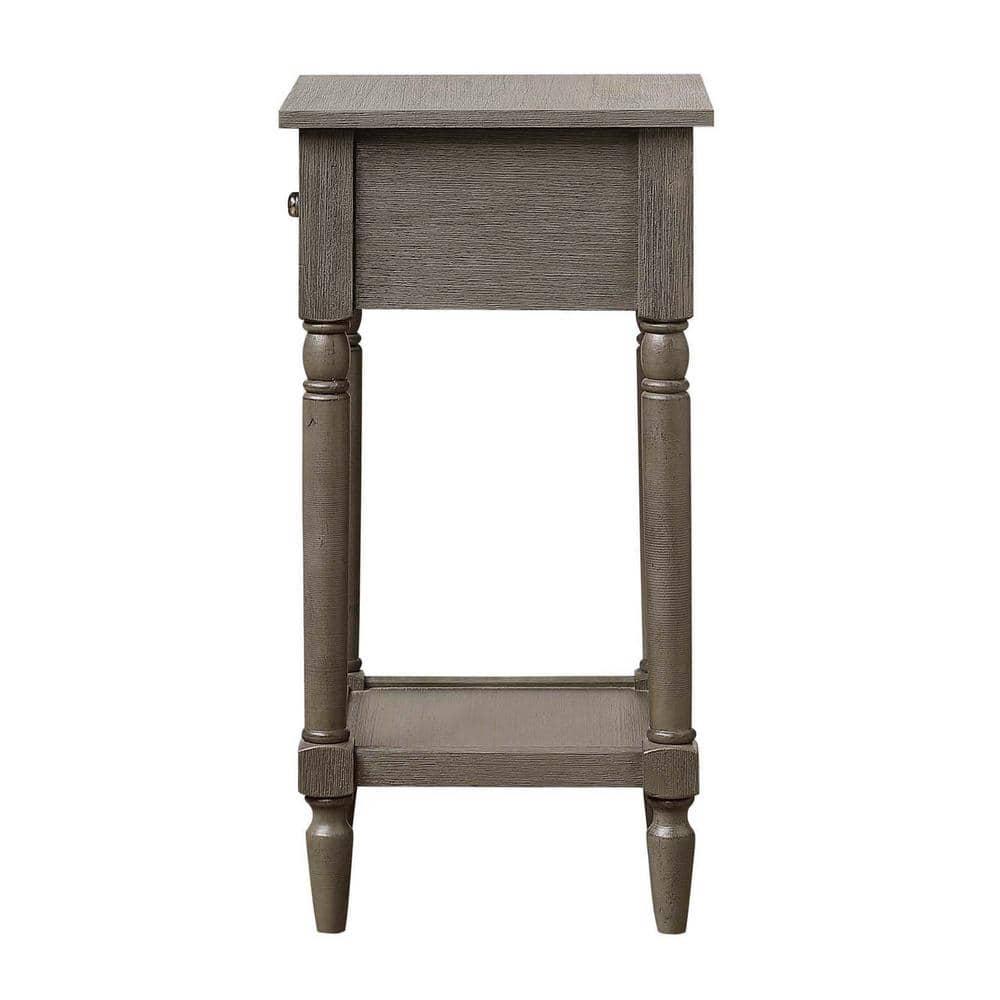 French Country Khloe 1 Drawer Accent Table with Shelf, Wirebrush Dark Gray