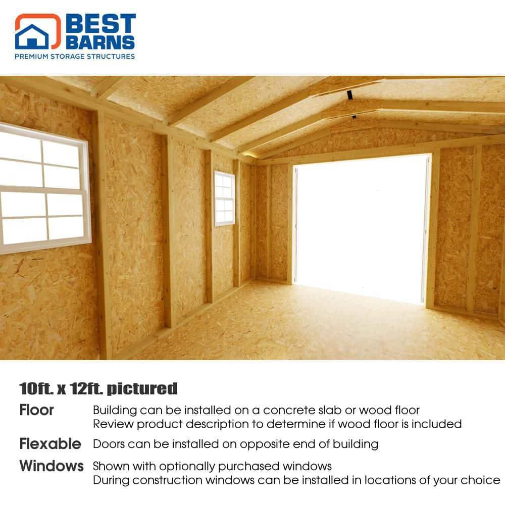 Elm 10 ft. W x 12 ft. D Solid Wood Storage Shed