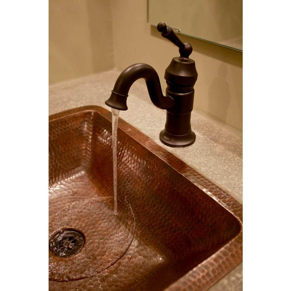 19" Rectangle Under Counter Hammered Copper Bathroom Sink