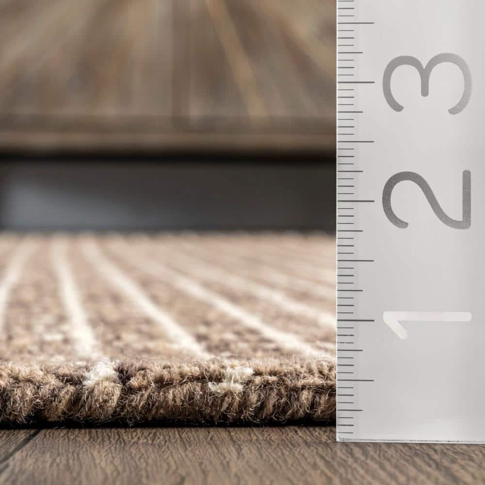 Katasha Checked Wool Brown Area Rug