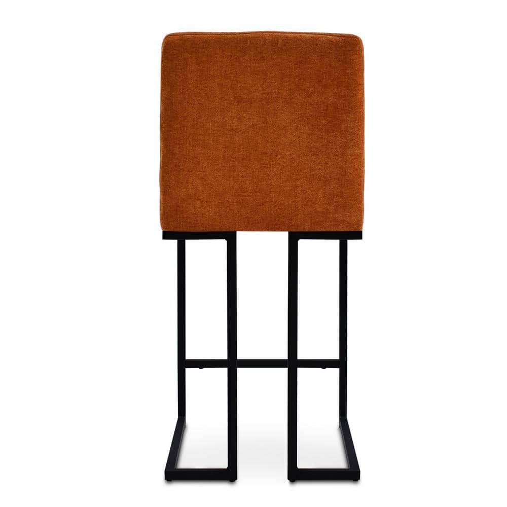 Set of 2 Upholstered Counter Height Bar Stools, 25" Armless Fabric Seat with Black Metal Sled Legs for Kitchen Island & Home Bar-Maison Boucle