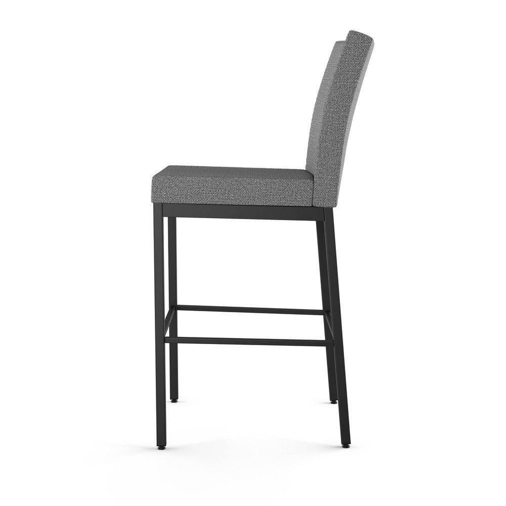Amisco Perry Plus 26 In. Counter Stool - Grey Woven Fabric / Black Metal