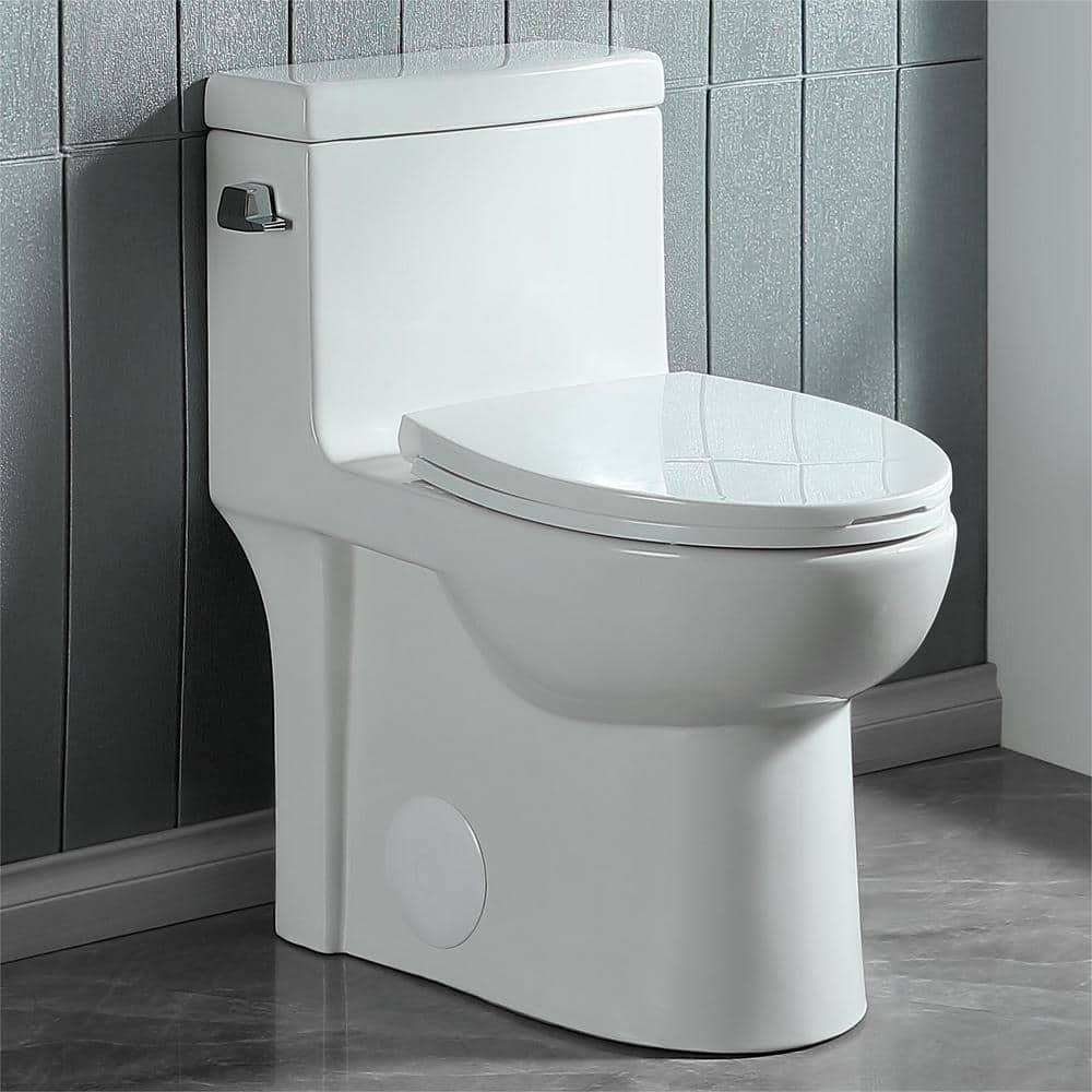 ABRUZZO 1.28 GPF Elongated Comfort Height One-Piece Toilet Floor Mounted (Seat Included), White