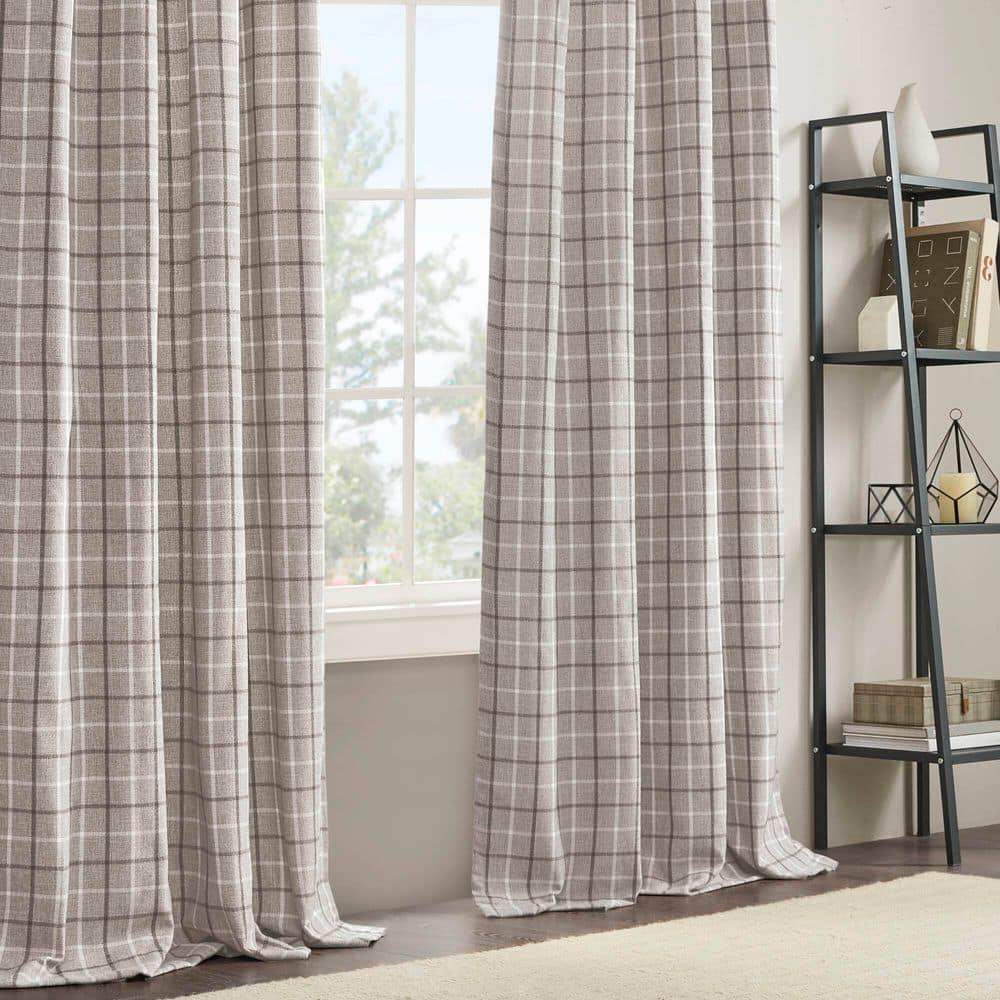 Anaheim Woven Plaid Room Darkening Thermal Fleece Lined Single Curtain Panel