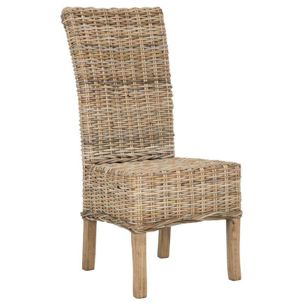 Quaker 19" H Rattan Side Chair (Set of 2) - FOX6521 - Natural Unfinished/Rustic Grey - Safavieh Couture