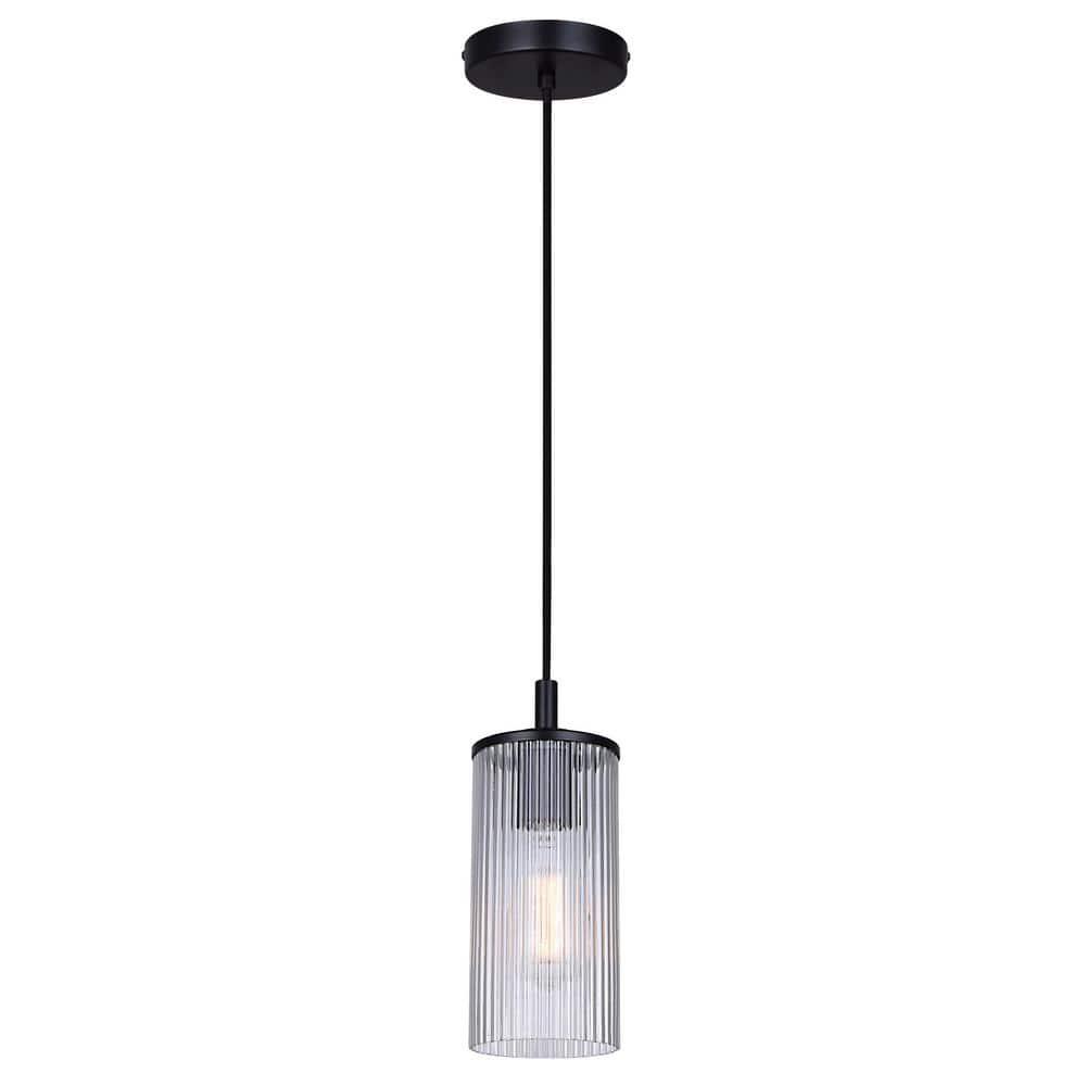 Matte Black and Clear Glass 12.5-60.5" Adjustable Pendant Light