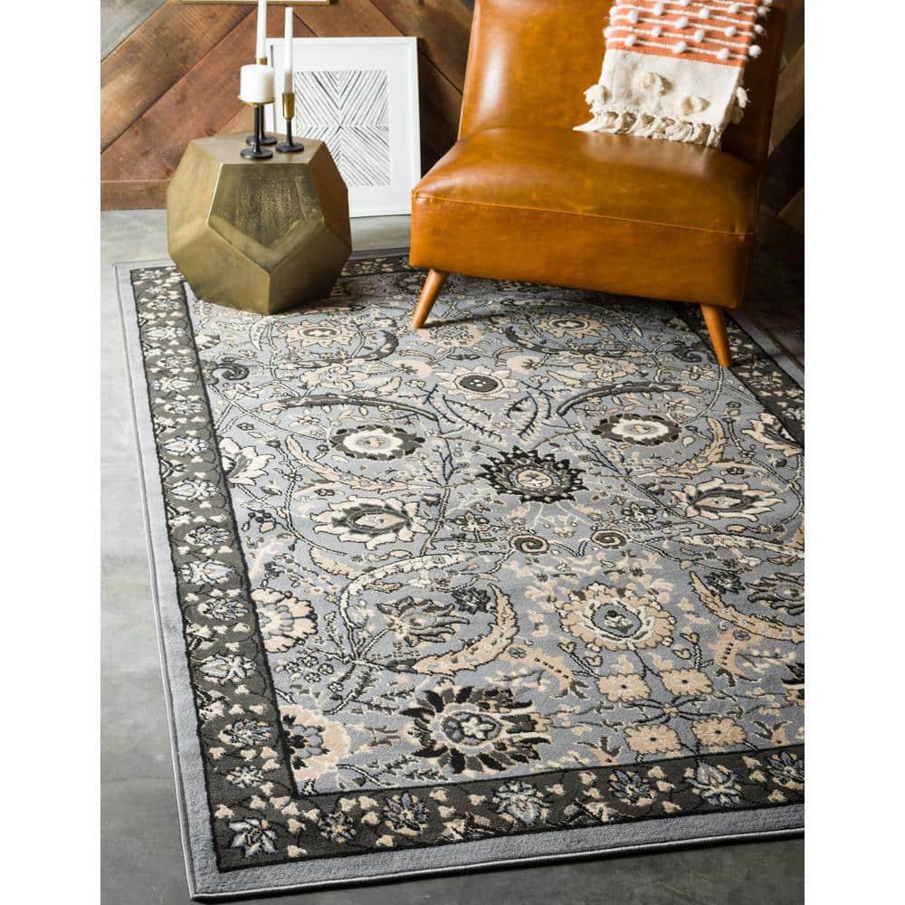 Handmade Espahan Dark Gray Synthetic Rug 4' x 6'