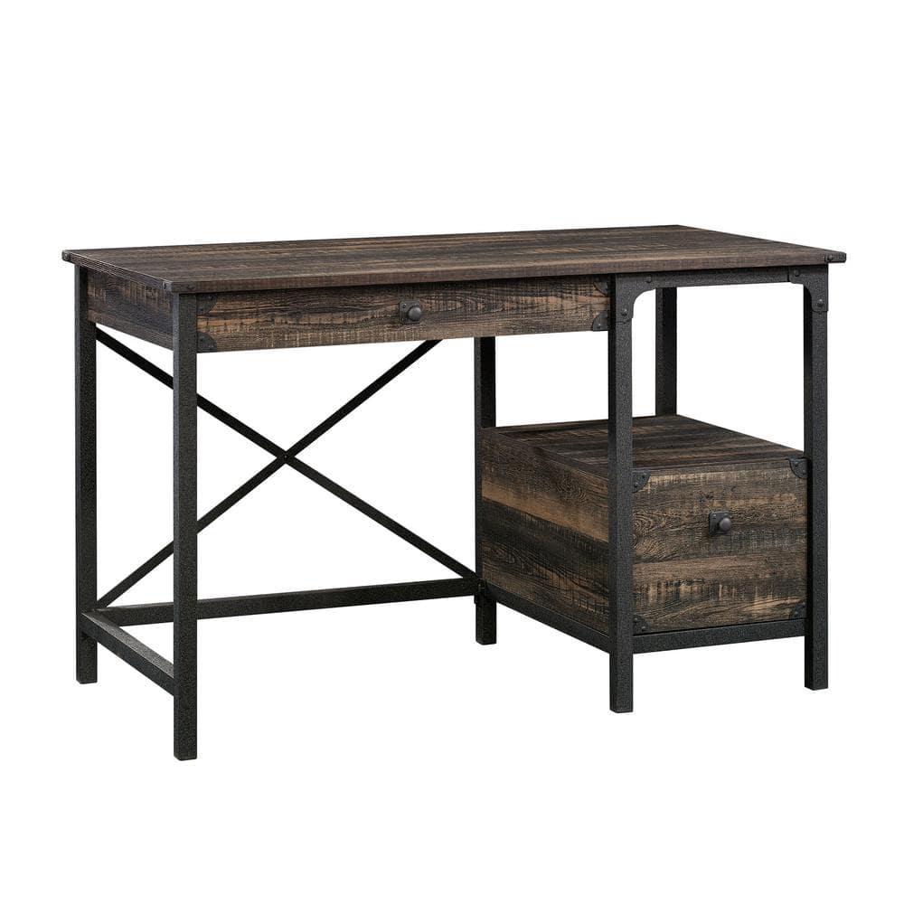 Sauder Steel River Writing Desk, Carbon Oak Finish