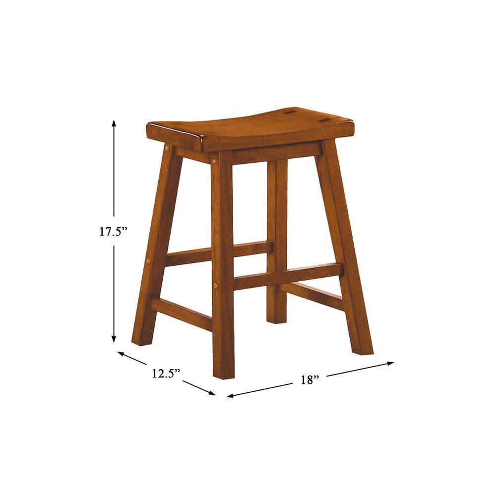 Kingfisher Lane 18" Solid Wood Dining Stool in Oak (Set of 2)