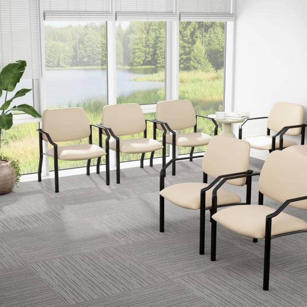 Boss Office Products Big and Tall Vinyl 500 lb. Weight Capacity Guest Armchair, Beige