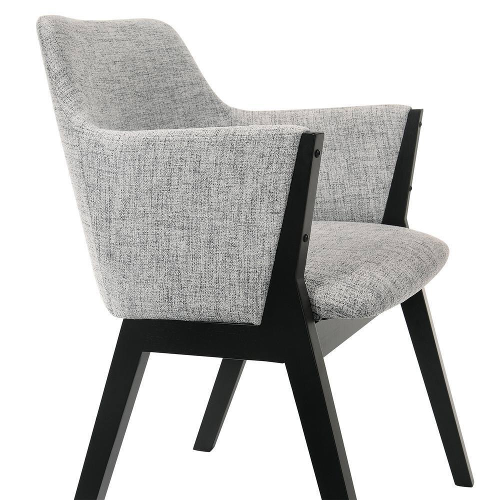 Armen Living Set of 2 Renzo Fabric Wood Dining Chairs Gray/Black: Polyester Upholstery, Foam Fill, Armrests