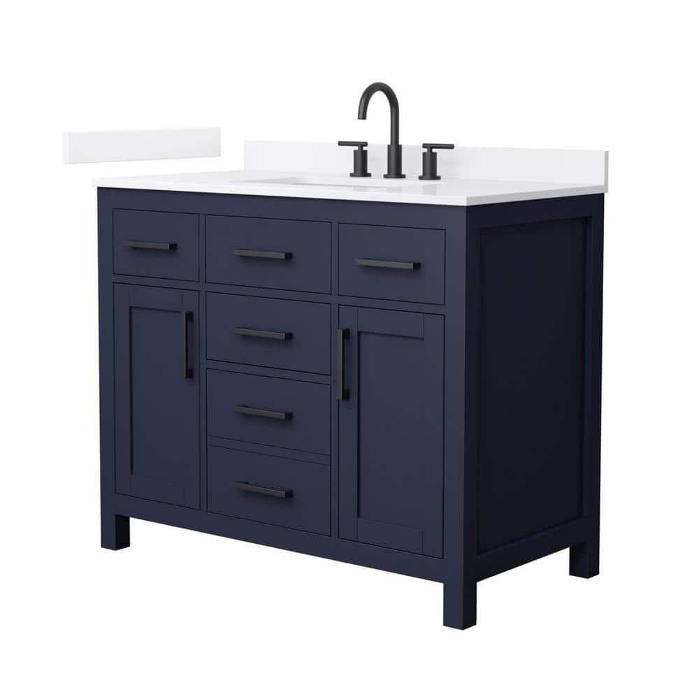 Wyndham Collection Beckett 42" Freestanding Single Bathroom Vanity with Quartz Top