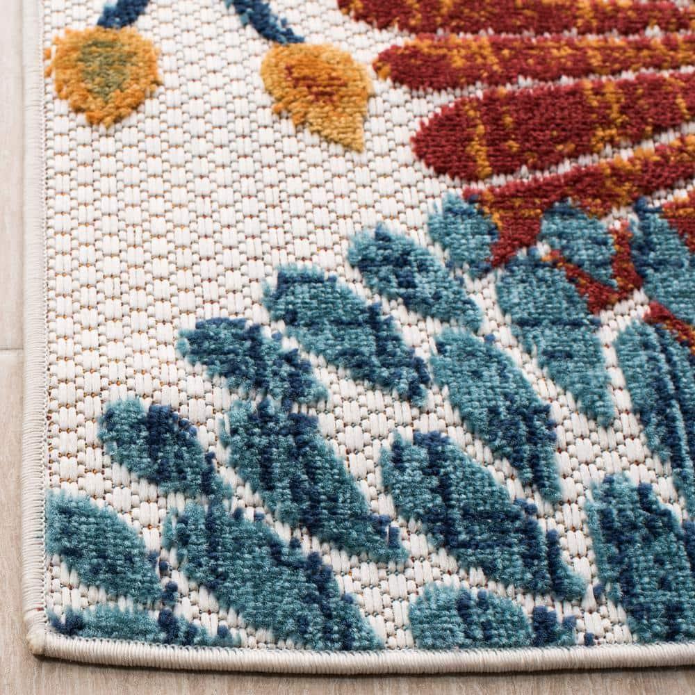 Cabana CBN832 Power Loomed Indoor/Outdoor Area Rug - Creme/Red - 6'x9' - Safavieh