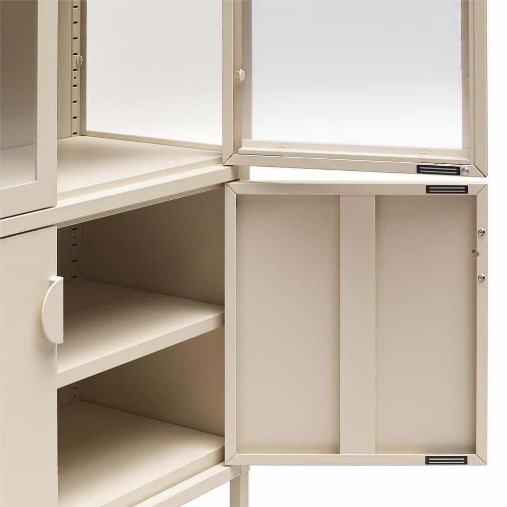 CosmoLiving by Cosmopolitan Chloe Tall Metal Display Cabinet with 2 Arched Glass Doors